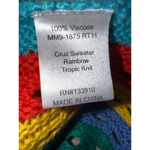 Mumu Cruz Open Knit Sweater Rainbow Tropic S 100% Viscose Boho Chic Oversized S - Picture 6 of 8